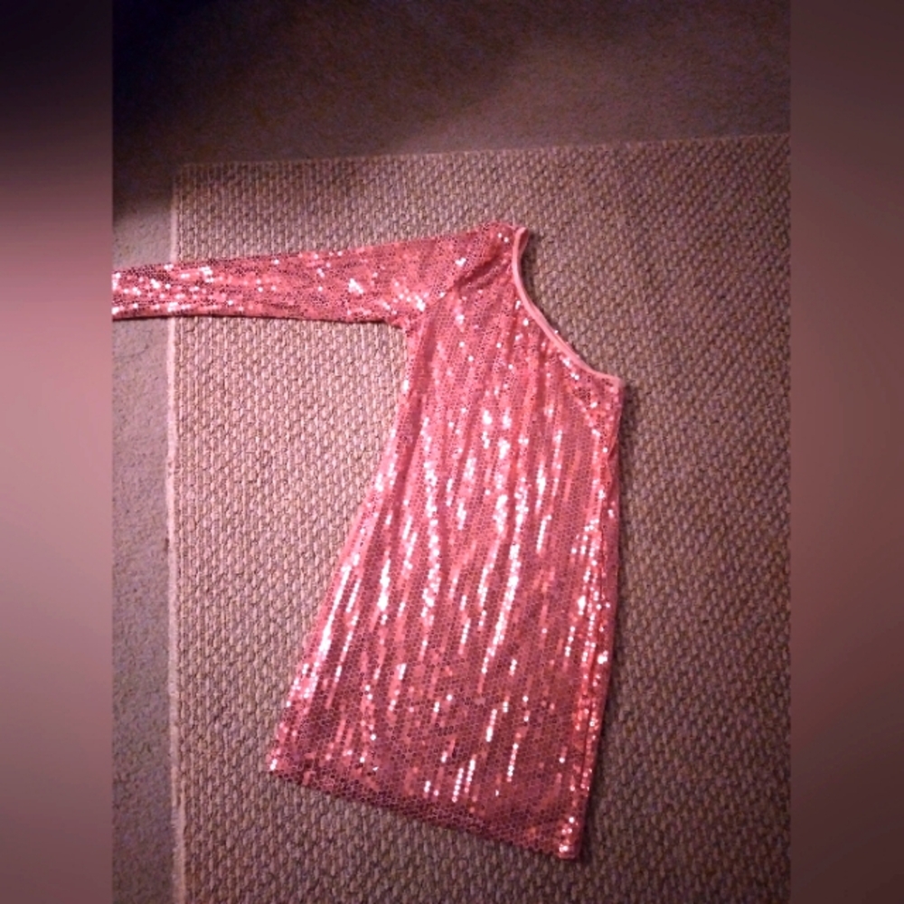 Pink Lipstick One sleeve sequin dress